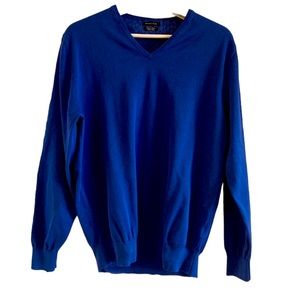 *Massimo Dutti Top V-Neck 100% Cotton Sweater Navy Blue XXL Long Sleeve Slim Fit